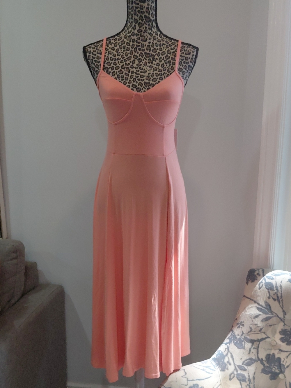 Rayon Dress Dex Coral-Pink Spaghetti Strap - Picture 5 of 8